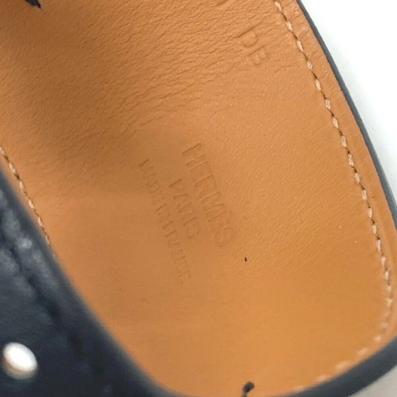 HERMES Horsebit Accessories bangle Bracelet Vo Swift Black/Gold - Picture 8 of 11